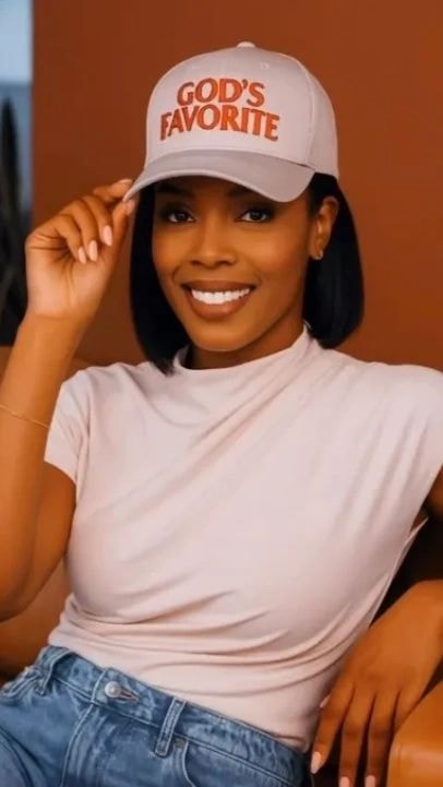Woman wearing God's Favorite cap